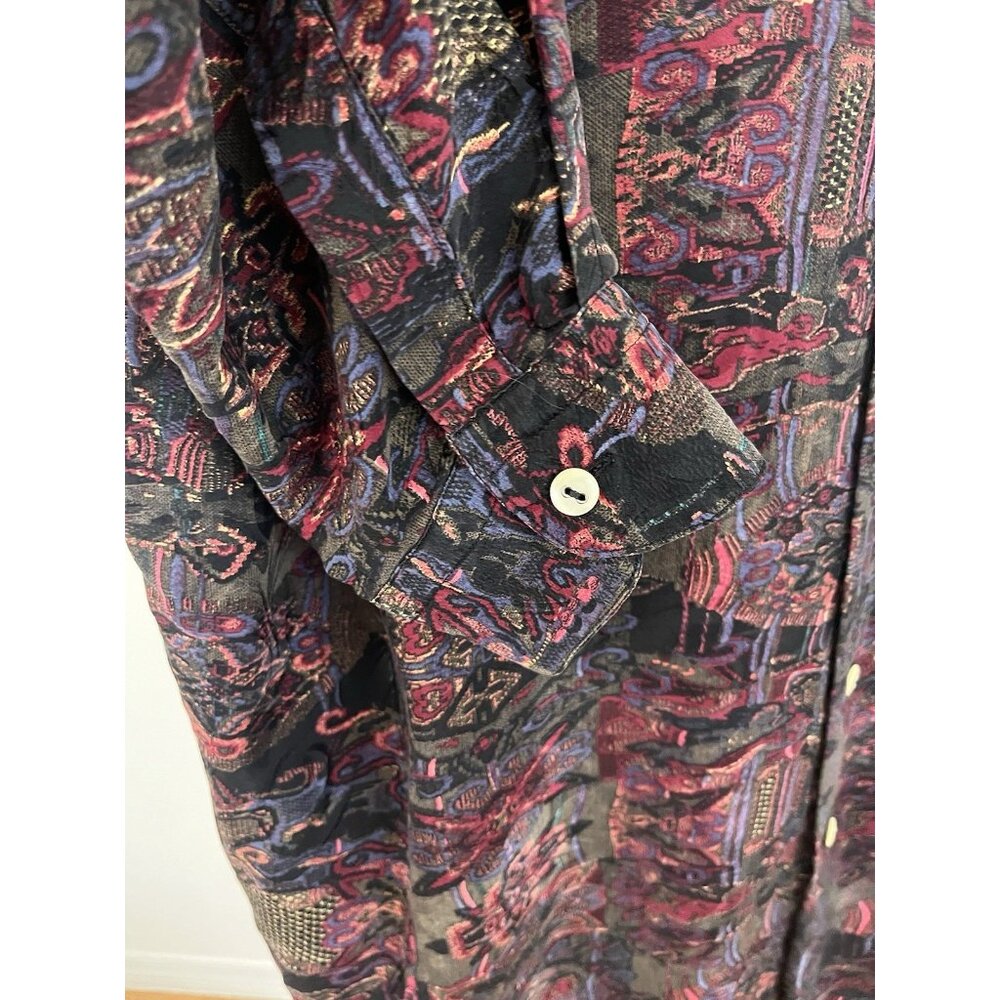 Vintage COOGI Abstract Art Pure Silk Shirt Men's Size XL Long Sleeve Italy - Picture 5 of 11
